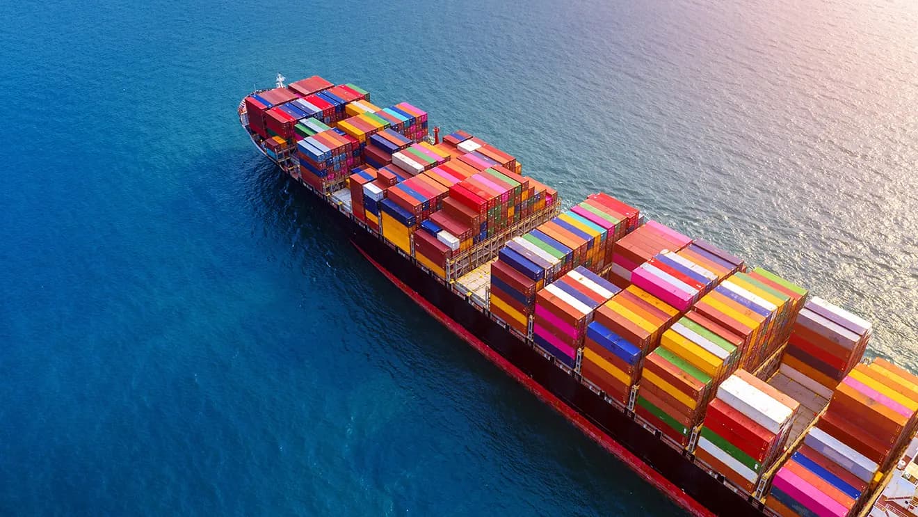 Container ship at sea